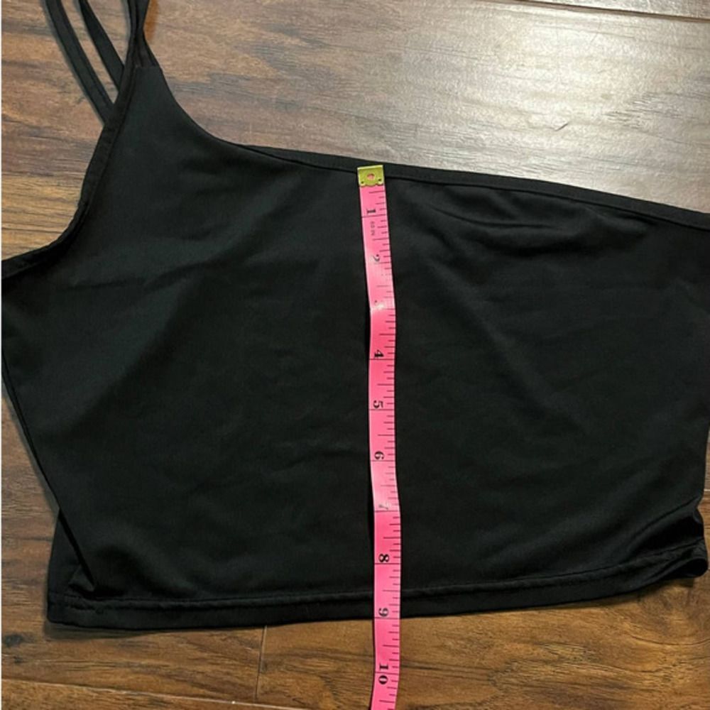 Romwe Black One Shoulder Crop Tank Top Size Small - Picture 4 of 5